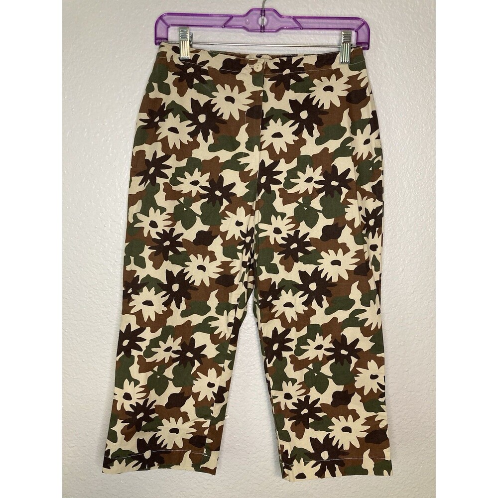 David Paul New York Capri Womens 4 Floral Camo Print Cotton Stretch USA Made